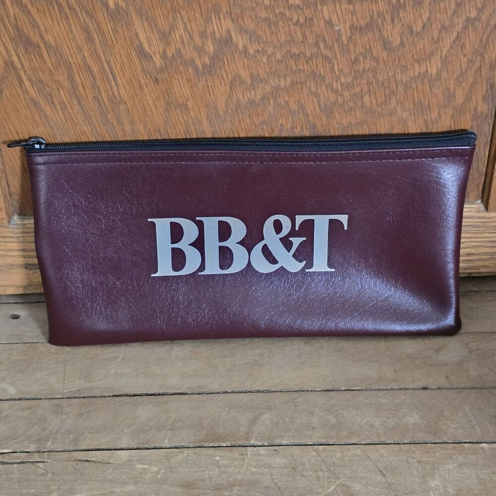 BB&T Money Bag (Now Truist) Maroon Bank Deposit Zipper Logo Coin Pouch